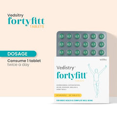 Vedistry Fortyfitt Tablets with Ashwagandha, Amalaki, Arjuna, Brahmi, Guduchi & Gokshur | Ayurvedic Support Boosts Energy, Stamina, and Immunity for Men Above 40 Years | Supports Hormonal Balance, Stress Relief, Heart Health & Metabolism – 60 Tabs…