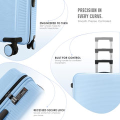 HRX Parabola 3-Piece Luggage Set Intergallcatic Grey Polypropylene Hard Shell Suitcase Set - Premium Travel Trolley Bags with 8 Spinner Wheels, Number Lock & Water Resistant Body