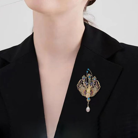 SYGA Brooch Pin Fashion Crystal Rhinestone Jewellery Pin Vintage Clothing Accessories Decoration Peacock Design Brooches For Women- S73