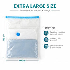 The Better Home Vacuum Storage Bags Medium Size with Hand Pump (Pack of 5) | 70x50cm Fresh, Odor-Free Compression Bags for Clothes, Blankets & Bedding | Space Saver Airtight Storage Organizer