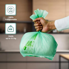 Presto! Amazon Brand - 100% Compostable Garbage Bags | Medium (M) | 45 Counts | 15 Bags X 3 Packs | 19 x 21 Inches | Strong and Durable | For Dry and Wet Waste, Green