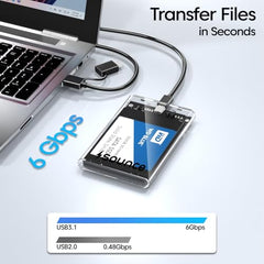 Sounce 2.5-Inch SATA to USB Type-C 3.1 External HDD/SSD Enclosure | 6Gbps UASP Speed | Tool-Free Design | Compatible with 7mm & 9.5mm Drives up to 6TB | Plug & Play | Shockproof Portable Case (Type C)