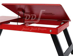 DDS Dream Decor Shoppee Wood Portable Laptop Table Adjustable Height With 1 Drawer (Blue)