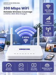 UBIQCOM UB5021GV XPON ONT Optical Network Terminal, 1GE + 1 POTS, GPON Fiber Broadband Modem with VoIP Voice Support, SC/UPC Connector, FTTH ONT for Home & SOHO Users