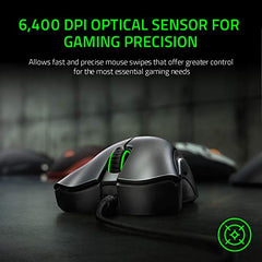 Razer Deathadder Essential - True 6400 DPI Optical Sensor, Wired Ergonomic Form Factor, High Durability, 5 Hyper Response Buttons, 10 Million Clicks RZ01-03850100-R3M1 - Black