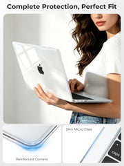 EooCoo Case for MacBook Air 15 inch M5 M4 M3 M2 2026-2023, Sparkly Clear