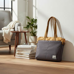 DailyObjects Recycled PET Dual Color Key Tote Bag For Women & Girls | Stylish Ladies Purse for Everyday Essentials | Fits any Laptop Upto 15.6 Inch | Padded Laptop Compartment - (Charcoal-Kelp)