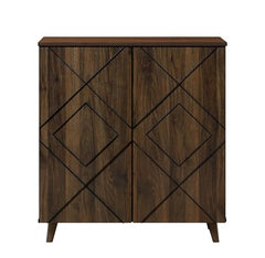 DeckUp Zara Engineered Wood 2-Door Shoe Rack (Walnut, Matte Finish)