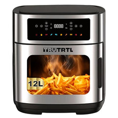 Mr. TRU Manual Air Fryer for Home | Actual 4.5 Liter | 1400 Watt | 1 Year Warranty | Uses 90% less Oil | Time & Temp Control Knobs | Glossy Black