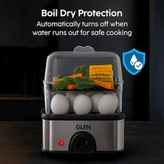 Glen Electric Kettle with Steamer 1.5L, 600W | Multipurpose Kettle for Tea, Coffee, Milk, Eggs, Soup & Noodles | Egg Boiler, Food Steamer, Dual Heat Settings, Auto Shut-Off SA9016 MCK