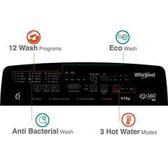 Whirlpool 9.5 kg Fully-Automatic Top Loading Washing Machine Appliance (360° BLOOMWASH PRO Heater 9.5, Graphite, In-built Heater)