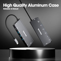 Sounce 4-Port USB 3.0 Hub for PC – High-Speed Aluminum USB Hub Compatible with PC, MacBook, Mac Pro, Mac mini, iMac, Surface Pro, and XPS. 4-Port High Speed USB Hub with Aluminium Shell