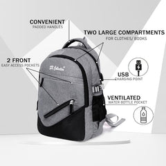 S.B. Collection Bags Unisex Usb Waterresistance Office/Business/College Daily Use Helping hand Backpack 32L Laptop Backpack (Grey Pro Plus)