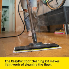 KARCHER SC 2 EasyFix Steam Cleaner, 1500W, 3.2 Bar Pressure, 1200L Steam/L Water, Chemical Free Cleaning, Removes 99.99% Viruses & Bacteria, EasyFix Floor Kit, Ideal for Home Use, German Tech, White