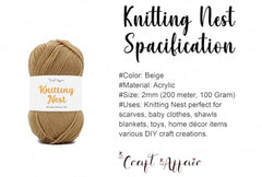Craft Affair | Knitting Nest Acrylic Yarn (200 Meter, 100 Grams, 2mm) / Woolen Yarn/Acrylic Yarn for Knitting and Crocheting-Olive