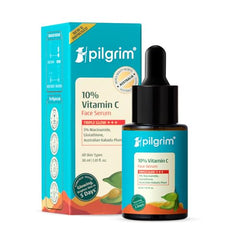 Pilgrim 10% Vitamin C Face Serum for Glowing Skin with Niacinamide - 10ml | 5% Niacinamide & Glutathione, Brightening, Fades Dark Spots & Evens, Dullness, Sensitive Skin Safe, Oil Free, All Skin Types