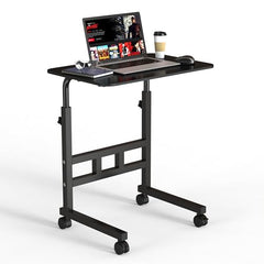 APPUCOCO Height Adjustable Trolly Portable Table with Wheels, Multipurpose Movable Table for Laptop, Work from Home - Black
