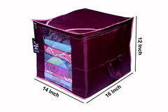 VR ATULIT BY CHOOSY 12 Flap Saree Bag | Clothes Storage Bag for Sarees, Blankets | Large Storage Bag for Clothes with Transparent Zip Covers | Foldable Quilted Bag Organizer with Handle for Wardrobe