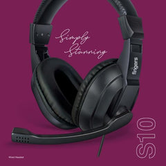 FINGERS S10 Wired On-Ear Headphone with Adjustable Mic - 40 mm Powerful Drivers & Inline Volume Control (Black)