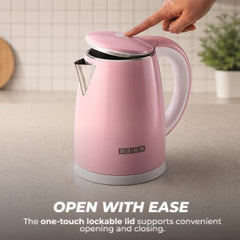 USHA Cool Touch Electric Kettle 1800 Watt|1.8 liter|Double Layered Cool Touch Outer Body|Safety with auto cut-off function|SS304 grade stainless steel inner body|Wider Mouth|2 years warranty (Pink)