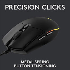Logitech G102 Light Sync Gaming Mouse with Customizable RGB Lighting, 6 Programmable Buttons, Gaming Grade Sensor, 8K DPI Tracking,16.8mn Color, Light Weight - Black