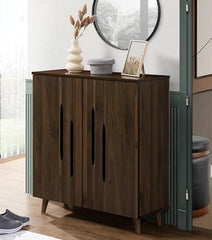 DeckUp Ivy Engineered Wood 2-Door Shoe Rack (Walnut, Matte Finish)