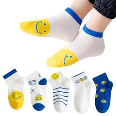 MOMISY 5 Pairs Baby kids Girl Boys Toddlers InfantmCotton Stretch Baby Socks (IN, Age, 3 Years, 5 Years, Emoji/)