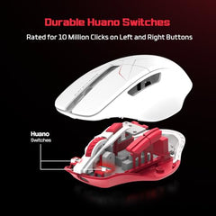 EvoFox Shadow X Pro Wireless Gaming Mouse Tri-Mode Rechargeable | BT, USB 2.4G & Wired, S203 Sensor, 1000Hz Polling Rate, 6400 DPI, RGB Lighting, 6 Programmable Buttons, Software Support