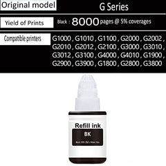 R C Print Compatible Refill Ink Bottles for Canon G Series Printer PIXMA G1000 G1010 G2000 G2002 G2010 G2012 G3000 G3010 G3012 G4000 G4010 (2 Black Bottles 70ML Each, Black)
