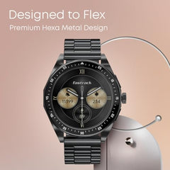 Fastrack MYND 1.93” AMOLED Display Smart Watch for Men & Women with AI Watch Faces,AI Chat,Offline Voice Commands,Curved Metallic Design,Functional Crown,BT Calling, Health Suite,100+ multisport modes