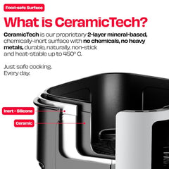 NUUK BRĪSK 6.5L 100% Toxin-Free Ceramic Air Fryer|ILAG® CeramicTech™|No Micro plastics, No PTFE, PFAS, PFOA|12 Cooking Presets|Digital Display|Shake Reminder|360° Even Cooking