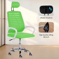 Casa Copenhagen Mesh Mid Back Office/Study/Computer/Revolving/Desk Chair for Work from Home -Metal Base, Height Adjustable Seat - Grey Milange & Black Handle