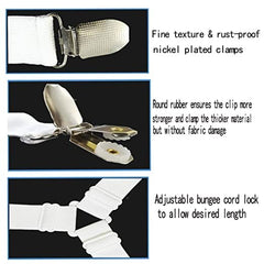 MOMISY Bed Sheet Holder Straps | Adjustable Bed Sheets Fastener and 3 Way Mattress Cover Holder Fasteners | The Triangle Bedding Keeper with Heavy Duty Grippers Clips Black Triangle (4pc/Set) (White)