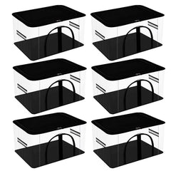 Kuber Industries Pack of 3 PVC Transparent Underbed Storage Bag | Multi-Purpose Garments Bag for Clothes-Toy | Wardrobe Bag with Handle | U Zip | Black