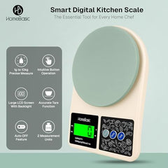 HomeBasic Digital Kitchen Weighing Scale 10kg |Food Weighing Machine, Weight Scale for Food, 1g Accuracy, Multi-Unit (g, oz), Tare Function, Waterproof Platform for Cooking, Baking & Diet (Beige+Grey)