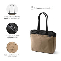 DailyObjects Recycled PET Dual Color Key Tote Bag For Women & Girls | Stylish Ladies Purse for Everyday Essentials | Fits any Laptop Upto 15.6 Inch | Padded Laptop Compartment - (Charcoal-Kelp)
