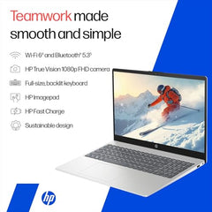 HP 15 (i5 14th Gen), Intel Core 5-120U, 16GB RAM, 512GB SSD, FHD, Anti-Glare, 15.6''/39.6cm, Win11, M365 Basic(1yr), Office24, Silver,1.59kg, fd0664TU, FHD Camera w/Shutter, Backlit Laptop