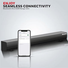 Honeywell Moxie V500 10W Portable USB Wired Soundbar, Speaker for PC,Desktop and Laptop with Volume Control and 3.5 mm AUX,2.0 Channel,52mmX2 Drivers,Plug &Play,2 Yrs Maufacuturer Warranty