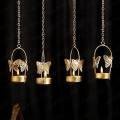 The Purple Tree Aluminium Hanging Butterfly Tealight Candle Holders Combo Pack (Pack of 4)