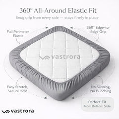 Vastrora 100% Waterproof Mattress Protector Queen Size 5x6 Ft | 60x72 in | Pee & Urine Proof Mattress Cover | Elastic All-Around | Terry Cotton Fitted Bed Cover | Noiseless, Breathable Bed Protector