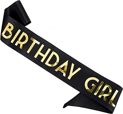 SYGA Birthday Queen Sash Birthday Party Sash Shiny Glitter for Women Girls Princess Elegant Party Decoration Accessory Supplies Gifts for Girl Women with Fun Party Queen Lettering-Gold, 154cm Long