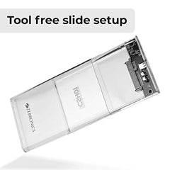 Zebronics 2.5" SSD/HDD Enclosure, Max. 4TB Storage, Upto 5Gbps Transfer Speed, Tool-Free Slide Design, USB to Micro B Connector, Windows, Mac, Linux Support, Transparent Case (CSH101)