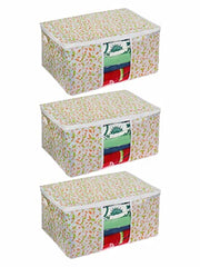 PrettyKrafts Underbed storage box with wheels and lid Metal Frame Non-Woven Fabric use for home bedroom Rolling Organizer for Clothes Shoes Toys Blankets Space Saving Solution (Pack of 1), Grey