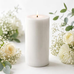 C Lal & Sons Silver Pillar Candle 2x2 Inch | Long Burning Decorative Wax Candle | 20H Burn Time | Unscented Candle for Home Décor, Wedding Decoration, Prayer, Meditation, Festivals & Romantic Ambience