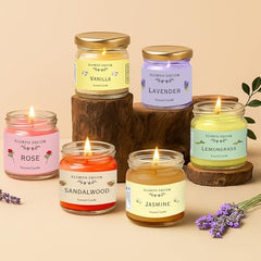 Floryn Decor Jar Scented Candles Gift Set | Scented Candle Set | Highly Fragranced Candles Pack of 6 Mini Jars