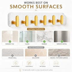 SIGNAMIO 6 Hook Shelf Adhesive Strip Wall Hanging Sticky Hook Black