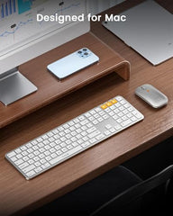 ProtoArc Backlit Bluetooth Keyboard Mouse for Mac, KM100-A Ultra Slim Wireless Keyboard Mouse for Mac, Rechargeable, Multi-Device for MacBook Pro, MacBook Air, iMac, iPhone, iPad, Space Gray