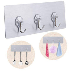 SYGA Set of 2 Transparent Self Adhesive Three Hook Multipurpose Hanger Hooks