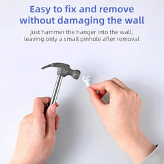 Art Street Hard Plastic 3-Pin Seamless Nail with 2 Spirit Leveler for Photo Frame Wall Picture Frame Hooks Hangers - Set of 25 (White)