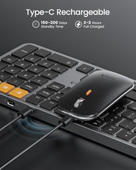 ProtoArc Backlit Bluetooth Keyboard Mouse for Mac, KM100-A Ultra Slim Wireless Keyboard Mouse for Mac, Rechargeable, Multi-Device for MacBook Pro, MacBook Air, iMac, iPhone, iPad, Space Gray